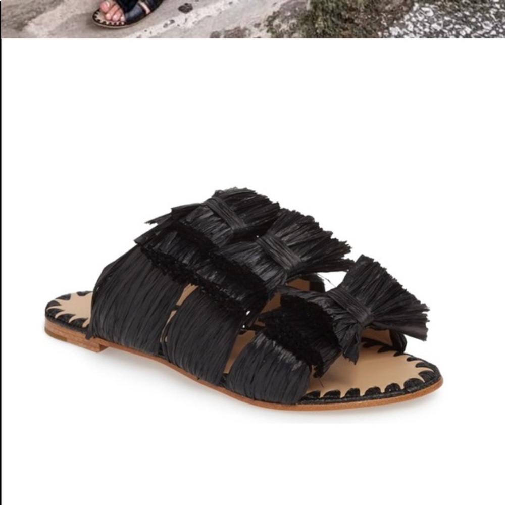 Anthropologie PLV sienna black raffia flats